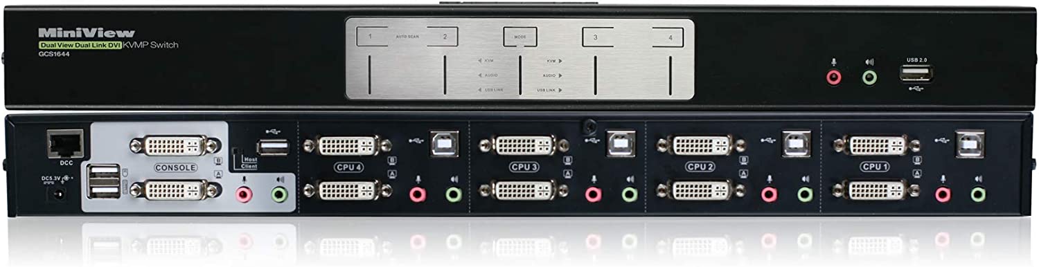 IOGEAR 4-Port Dual View Dual-Link DVI KVMP Switch Side View