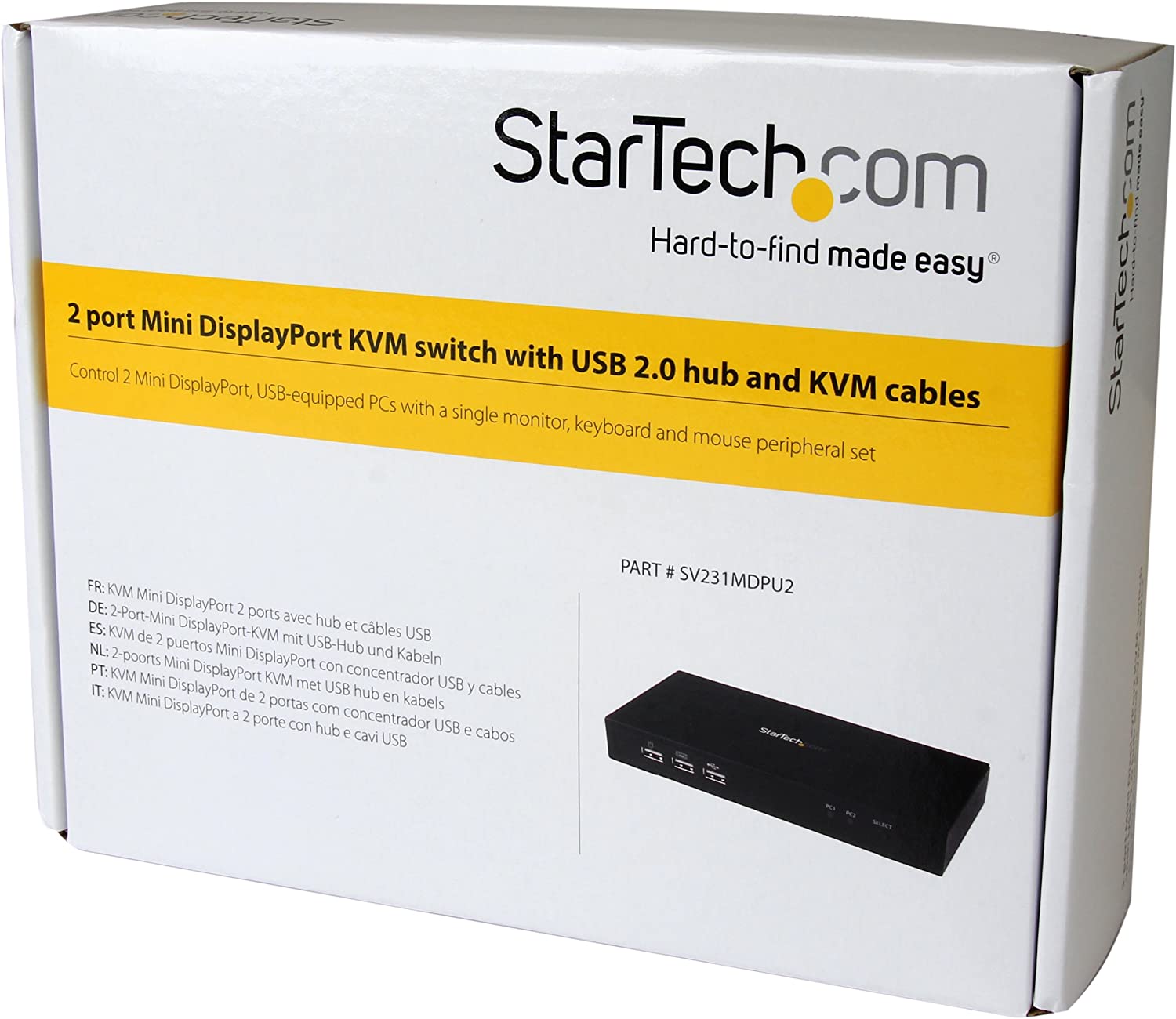 StarTech.com 2-port Mini DisplayPort KVM Switch with cables connected