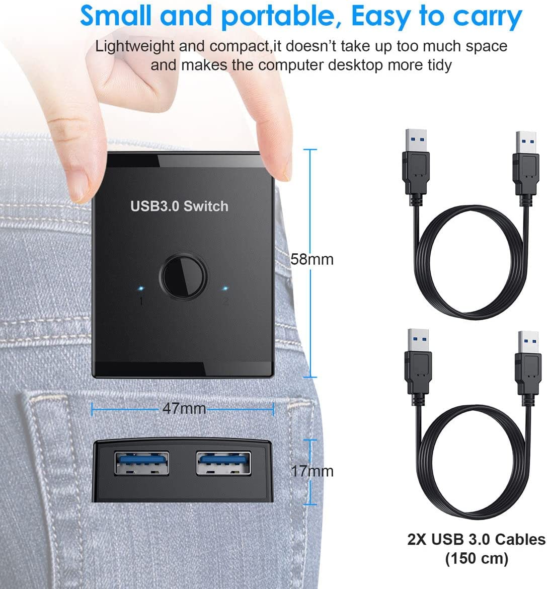 Cablecc KVM USB 3.0 Bidirectional Switch Selector back view