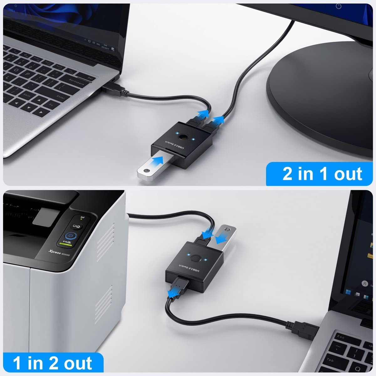 Cablecc KVM USB 3.0 Bidirectional Switch Selector side view