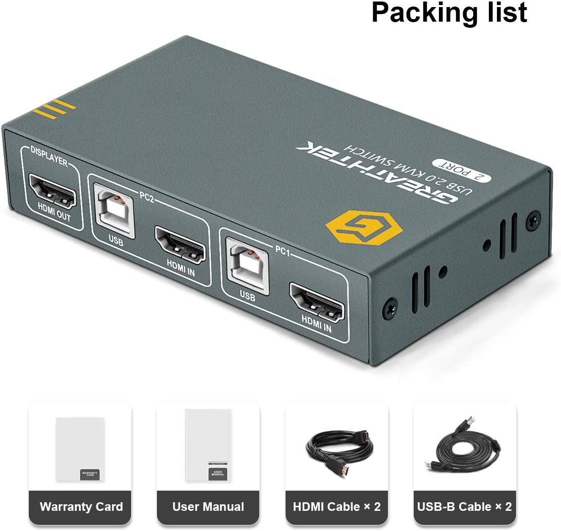 KVM Switch HDMI 2 Port package contents