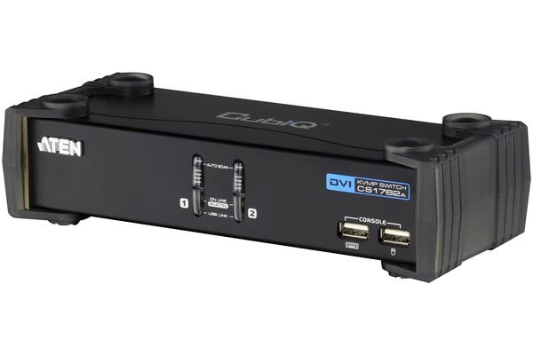 ATEN 2-Port USB 2.0 DVI KVMP Switch with Cables CS1762A (Silver)