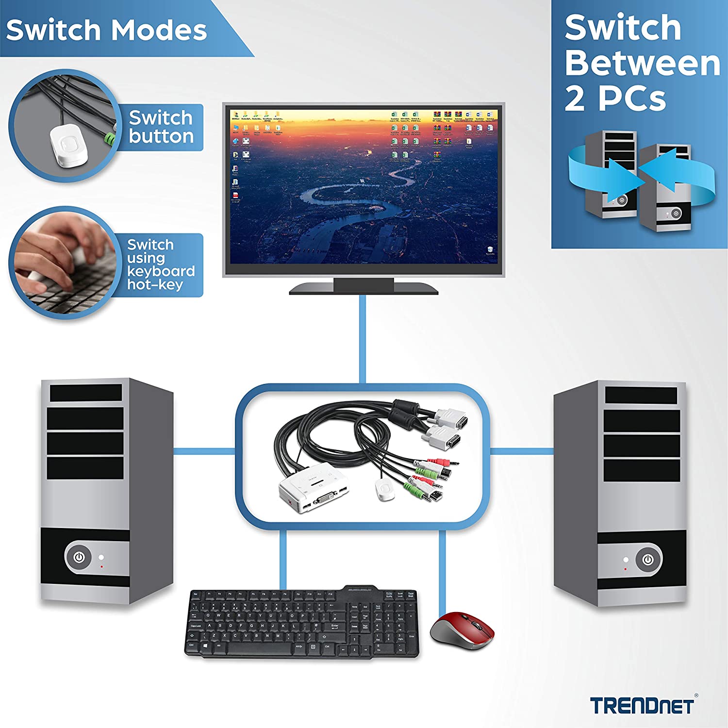 TRENDnet 2-Port DVI USB KVM Switch top view