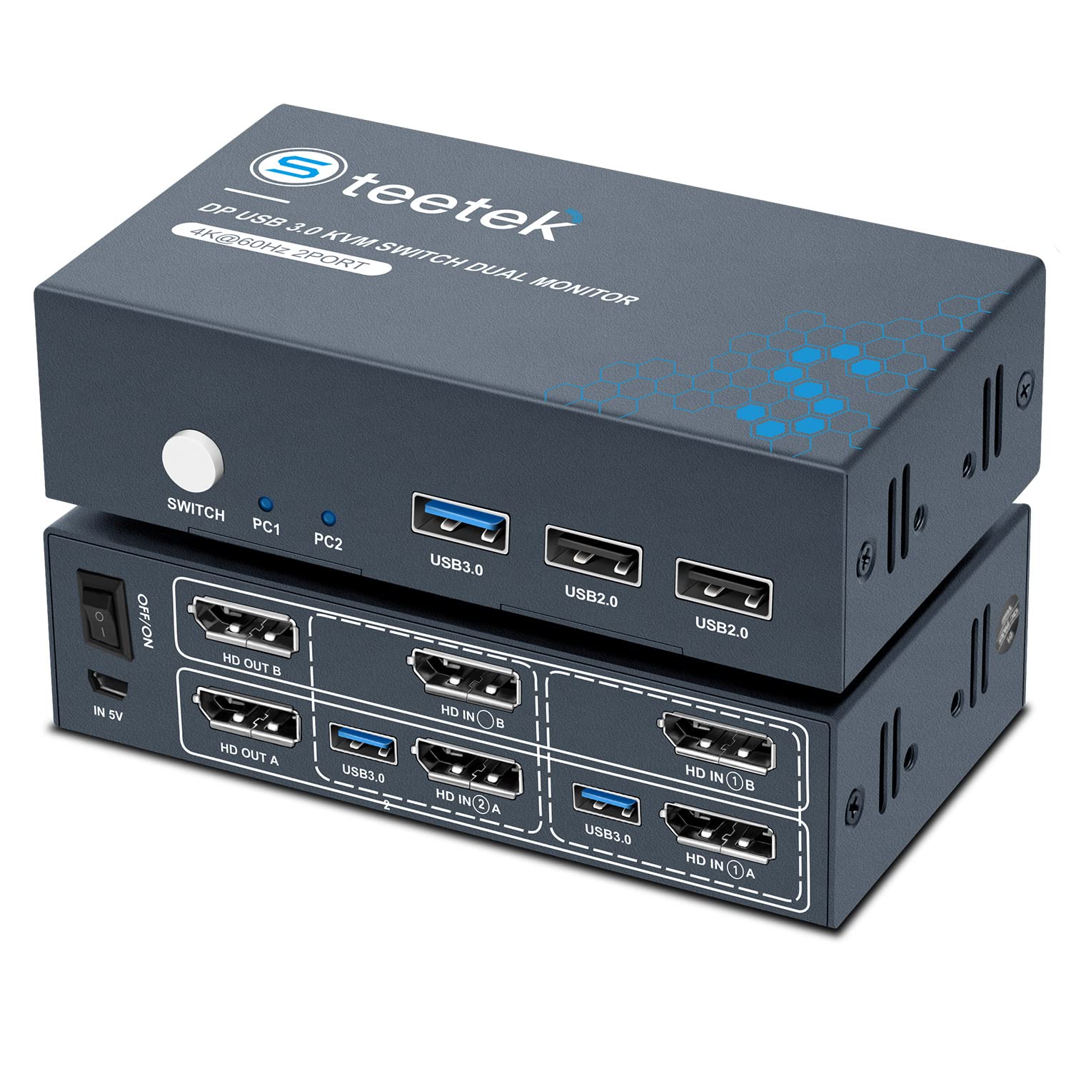 Steetek USB 3.0 Displayport KVM Switch front view