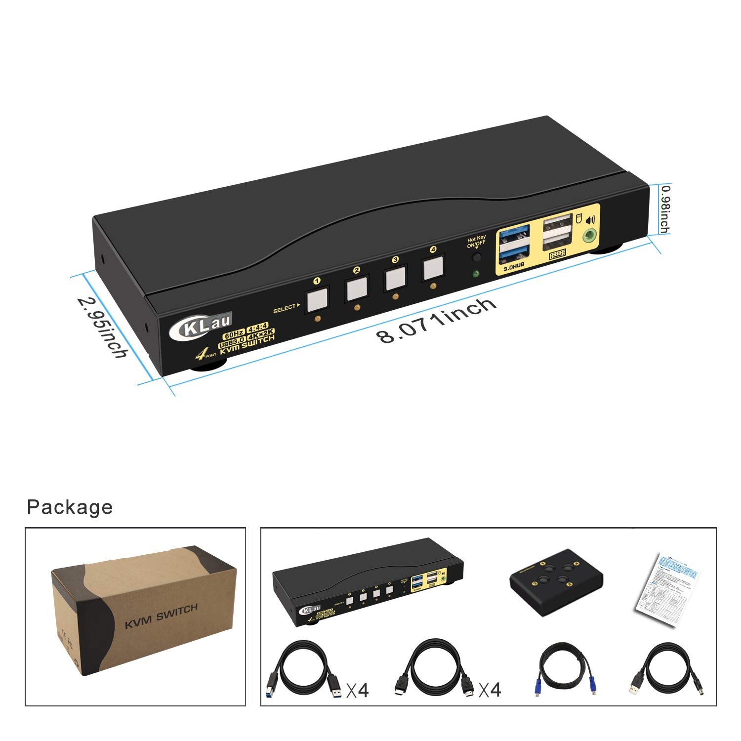 CKLau 4 Port KVM HDMI Switch in use