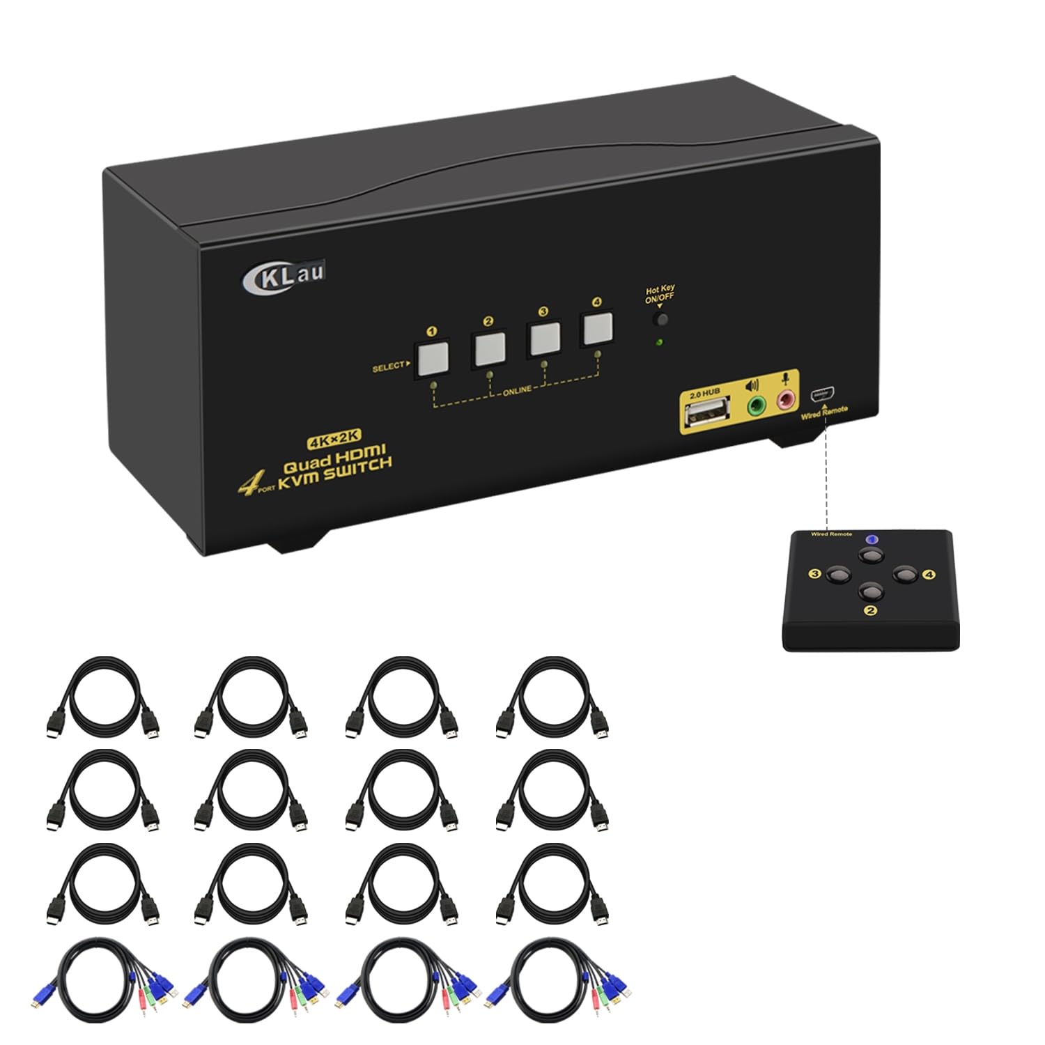 CKLau 4Kx2K@60Hz KVM Switch showcasing ports and connectivity options