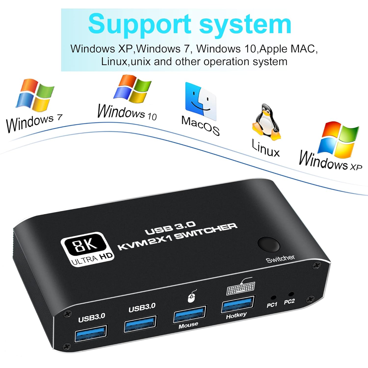 Compact size of NEWCARE 8K USB Switch 2x1 HDMI KVM Switch