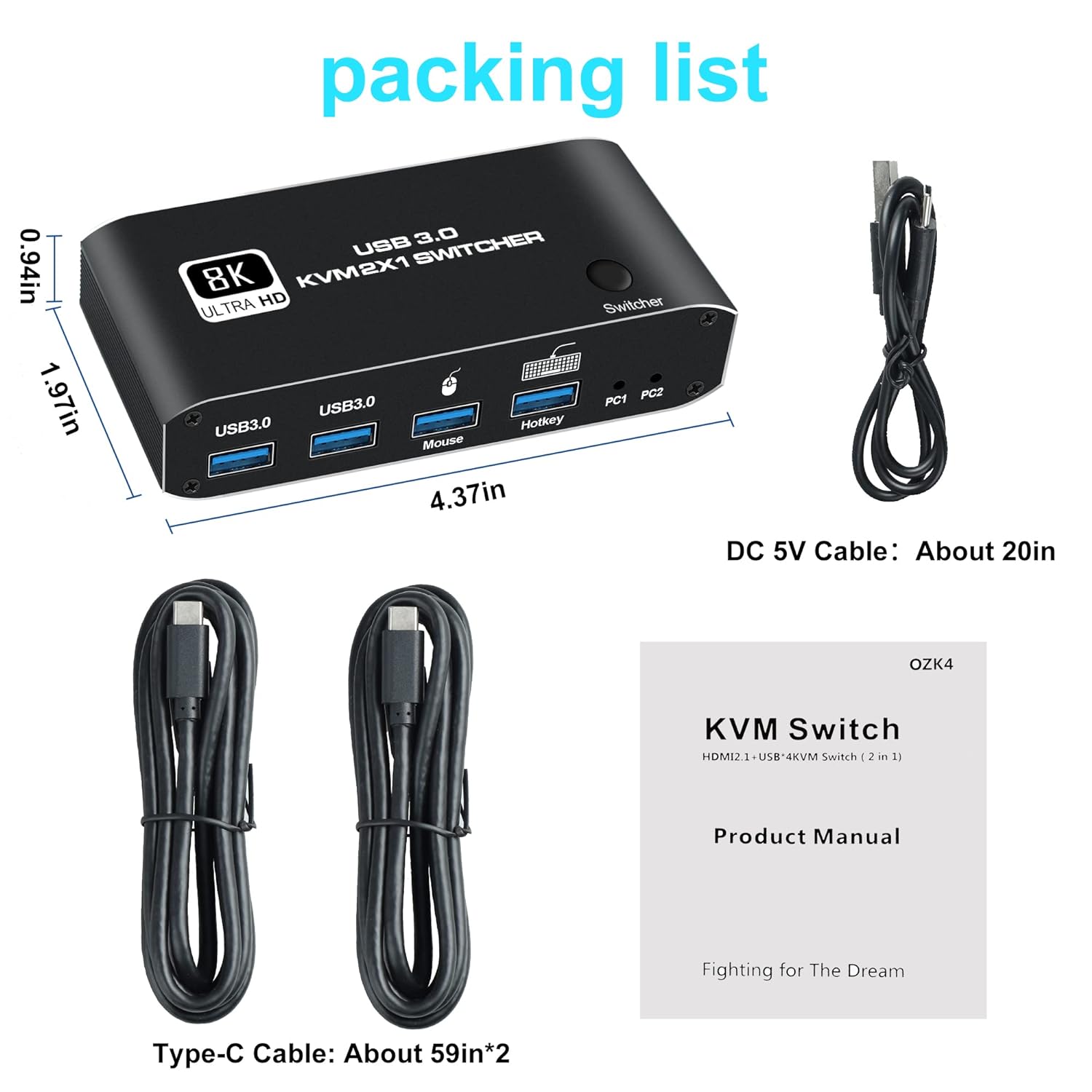 USB 3.0 ports on NEWCARE HDMI KVM Switch