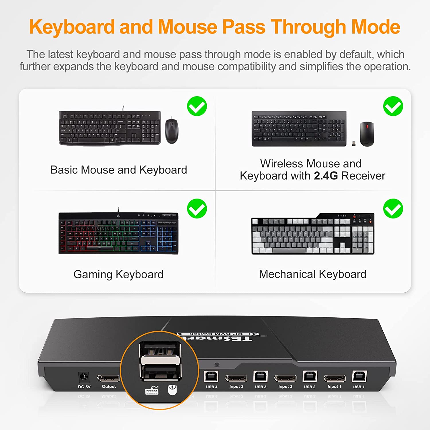 TESmart KVM Switch DisplayPort in Use