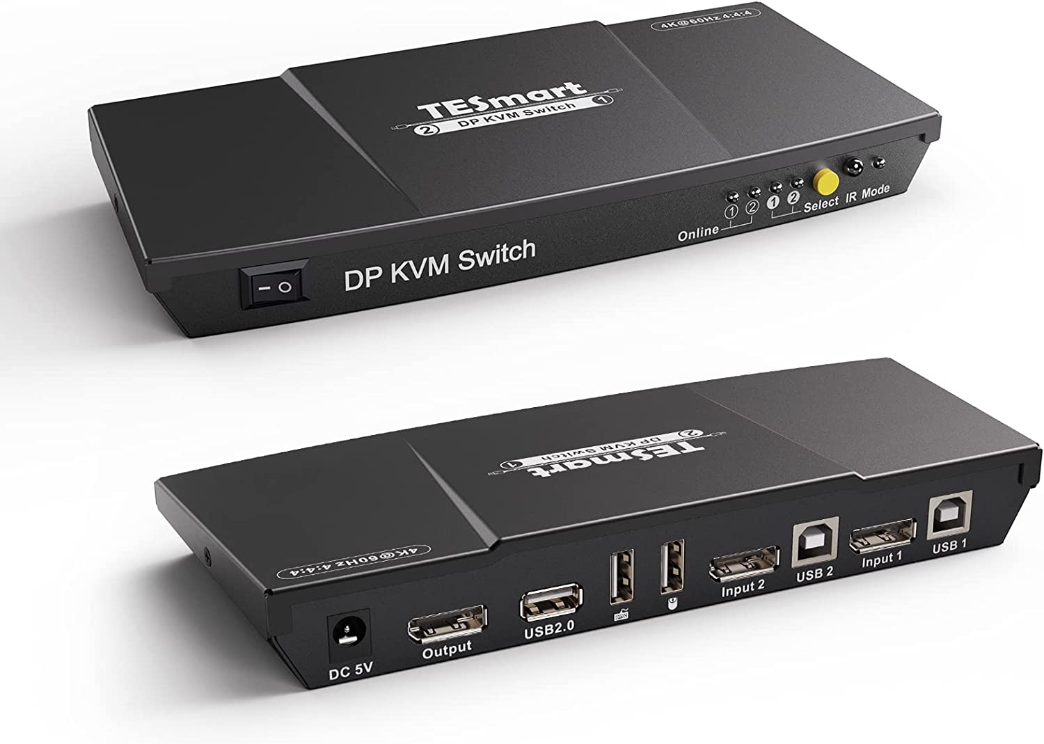 TESmart 2 Port DisplayPort 4K@60Hz Ultra HD 2x1 DP KVM Switcher with accessories