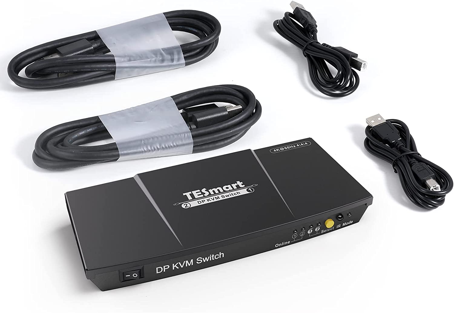 TESmart 2 Port DisplayPort 4K@60Hz Ultra HD 2x1 DP KVM Switcher with devices