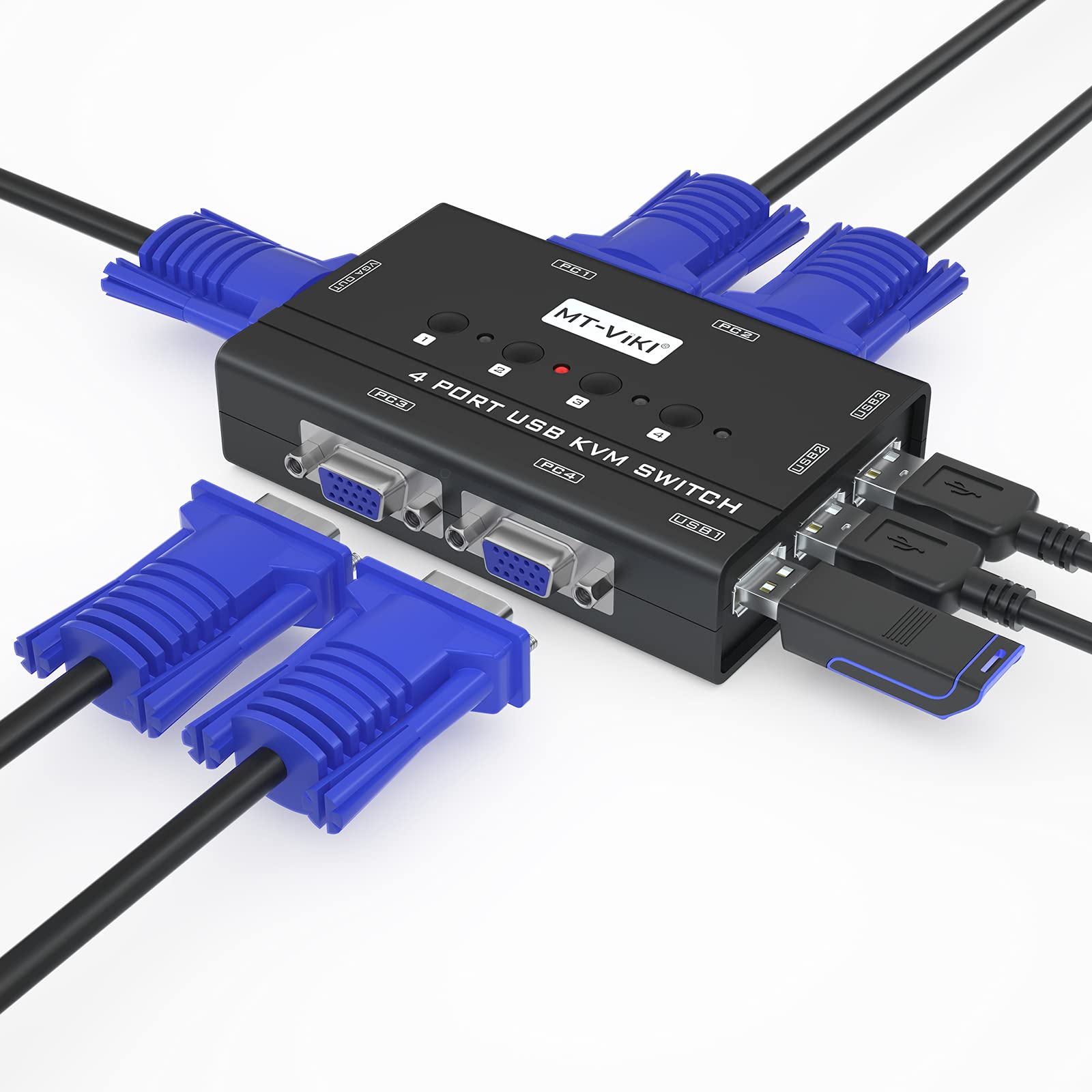 MT-VIKI KVM Switch VGA showcasing ports and cables