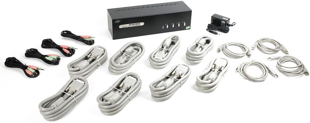 Linkskey 4-Port Dual Monitor DVI KVM Switch close-up